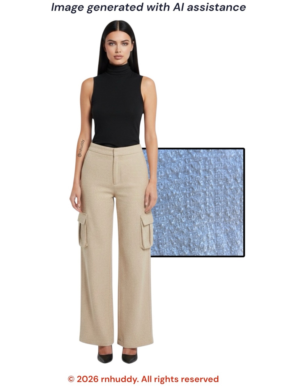 Oh Polly size 2 cream/stone tweed wool blend cargo pants